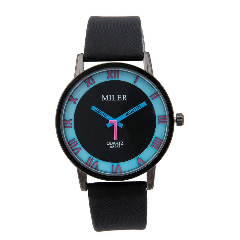 Mode Unisex Manlig Kvinnlig Läderrem Lovers Quartz Armbandsur