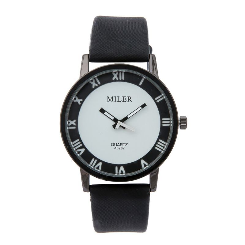 Mode Unisex Manlig Kvinnlig Läderrem Lovers Quartz Armbandsur