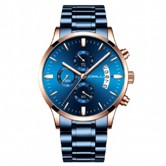 Modestil Helt Stålband Kronograf Datum Display Män Quartz Watch