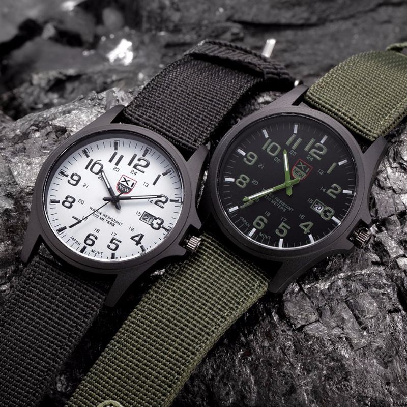 Nylonband Casual Style Quartz Watch Date Display Herrarmbandsur