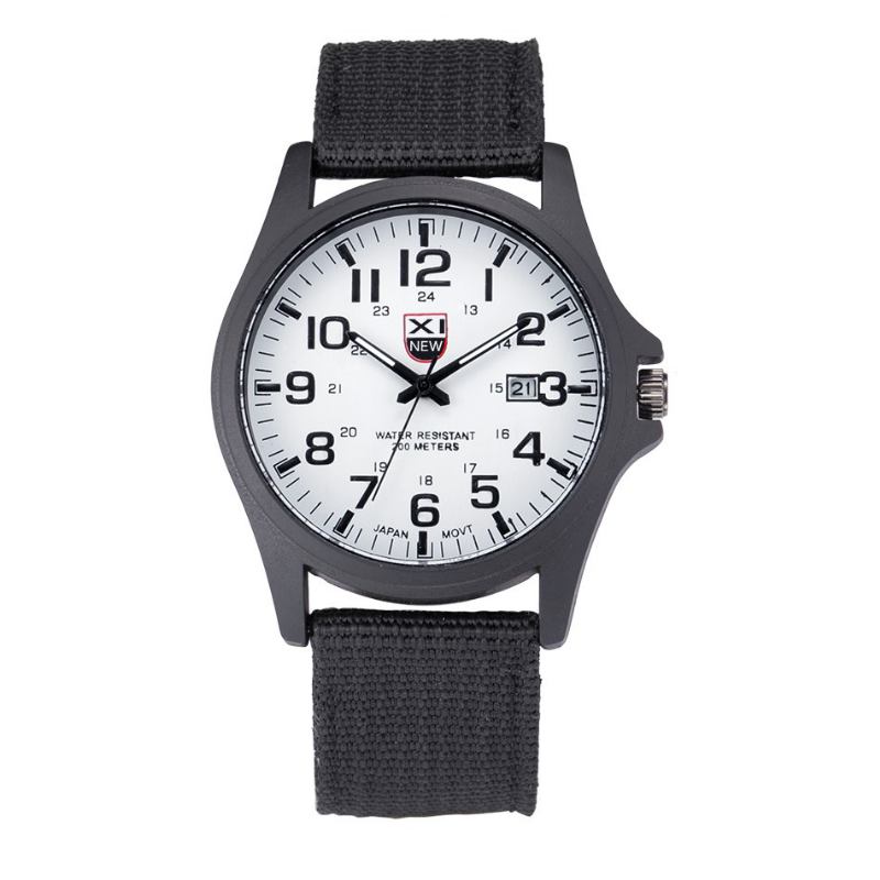 Nylonband Casual Style Quartz Watch Date Display Herrarmbandsur