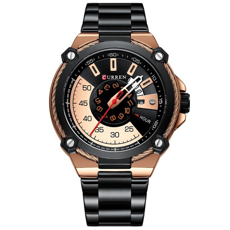 Rostfritt Stål Band Casual Style Män Armbandsur Full Stål Band Kvarts Klocka