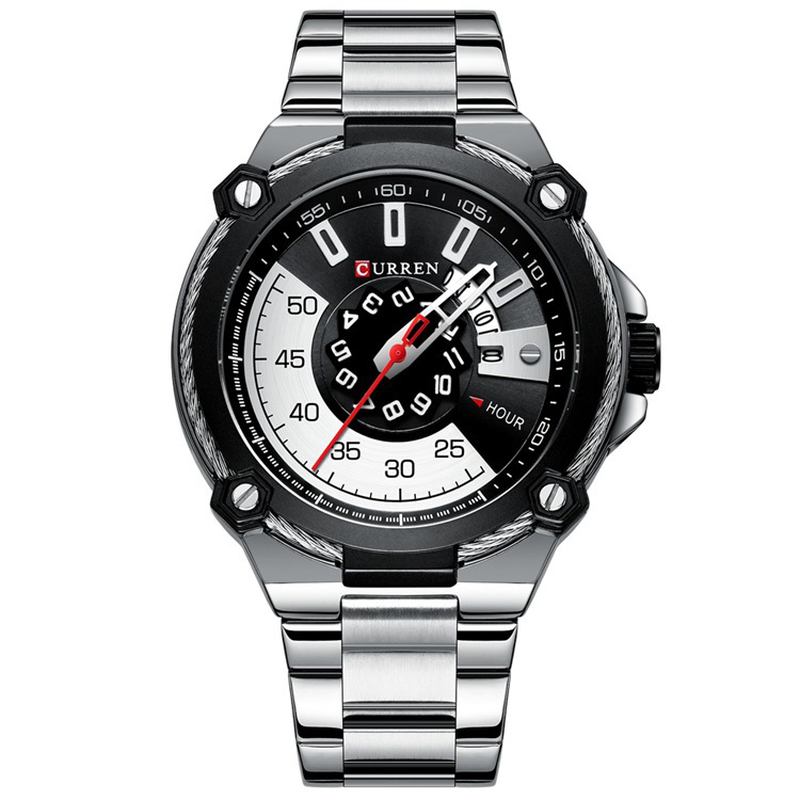 Rostfritt Stål Band Casual Style Män Armbandsur Full Stål Band Kvarts Klocka