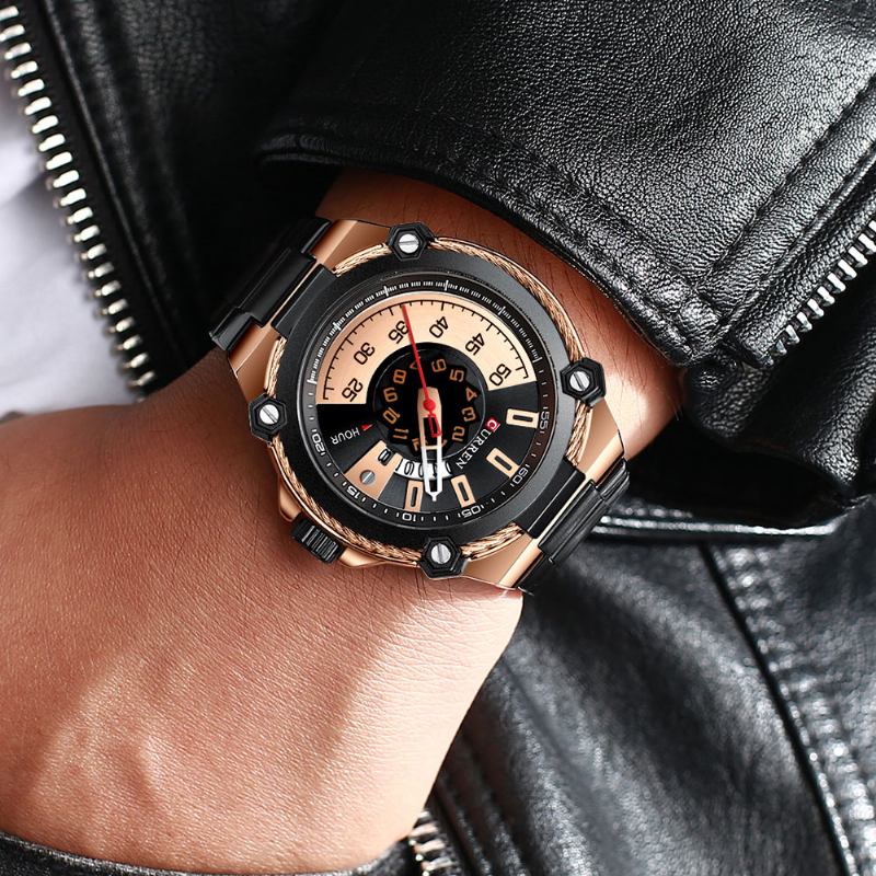 Rostfritt Stål Band Casual Style Män Armbandsur Full Stål Band Kvarts Klocka
