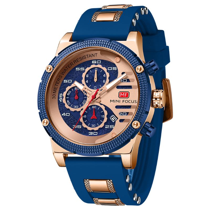 Sport Casual Style Hollow Design Little Calendar Dial Luminous Pointer Vattentät Herrarmbandsur Quartz Watch