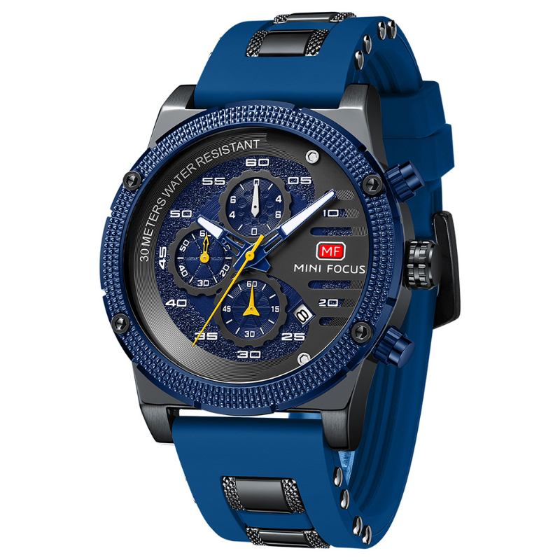 Sport Casual Style Hollow Design Little Calendar Dial Luminous Pointer Vattentät Herrarmbandsur Quartz Watch