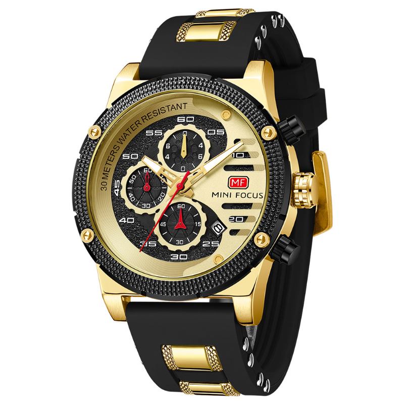 Sport Casual Style Hollow Design Little Calendar Dial Luminous Pointer Vattentät Herrarmbandsur Quartz Watch