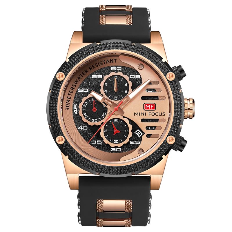 Sport Casual Style Hollow Design Little Calendar Dial Luminous Pointer Vattentät Herrarmbandsur Quartz Watch