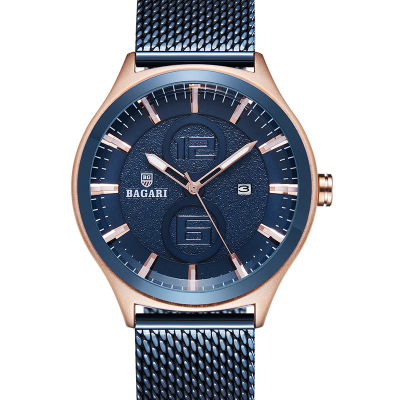 Ultratunn Business Style Herrklocka Mesh Steel Band Quartz Watch