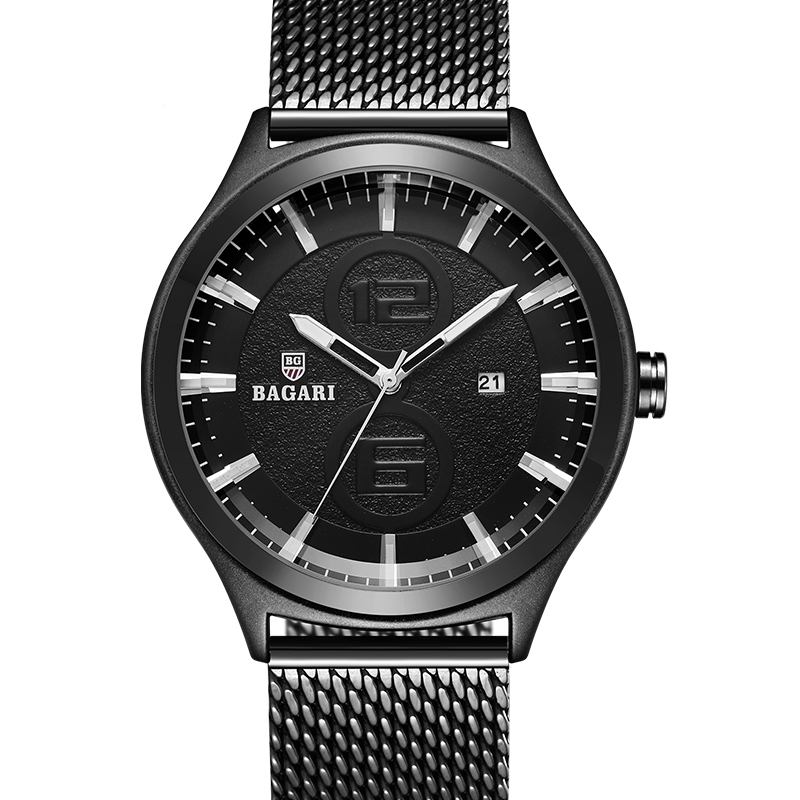 Ultratunn Business Style Herrklocka Mesh Steel Band Quartz Watch