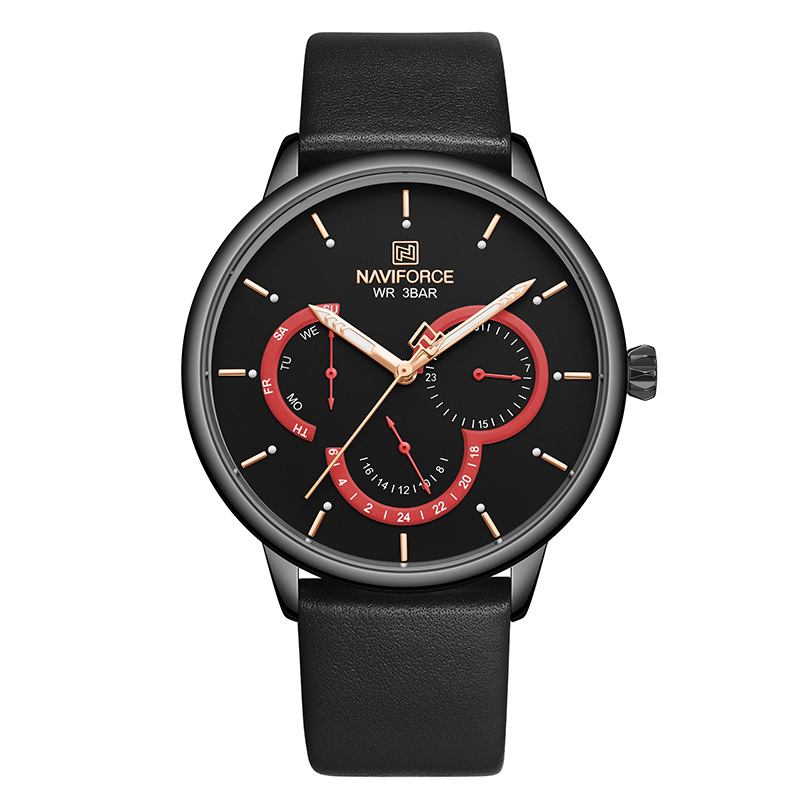 Ultratunn Kalender Casual Style Herr Armbandsur Läderband Quartz Watch