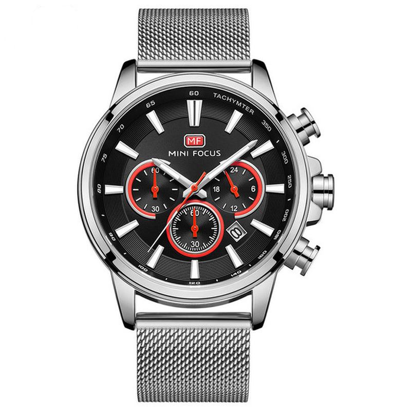 Ultratunn Mesh-remskalender Lysande Business Herrklocka Quartz Watch