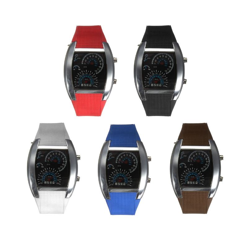 Unisex Mode Fyrkantig Silikongummiband Dot Led Quartz Watch