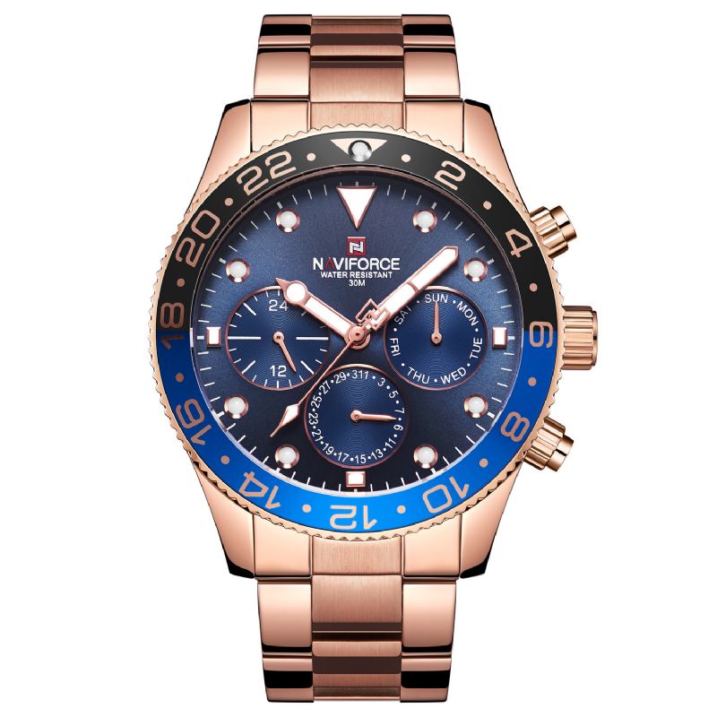 Vattentät 24 Timmars Herrklocka Full Steel Business Style Quartz Watch