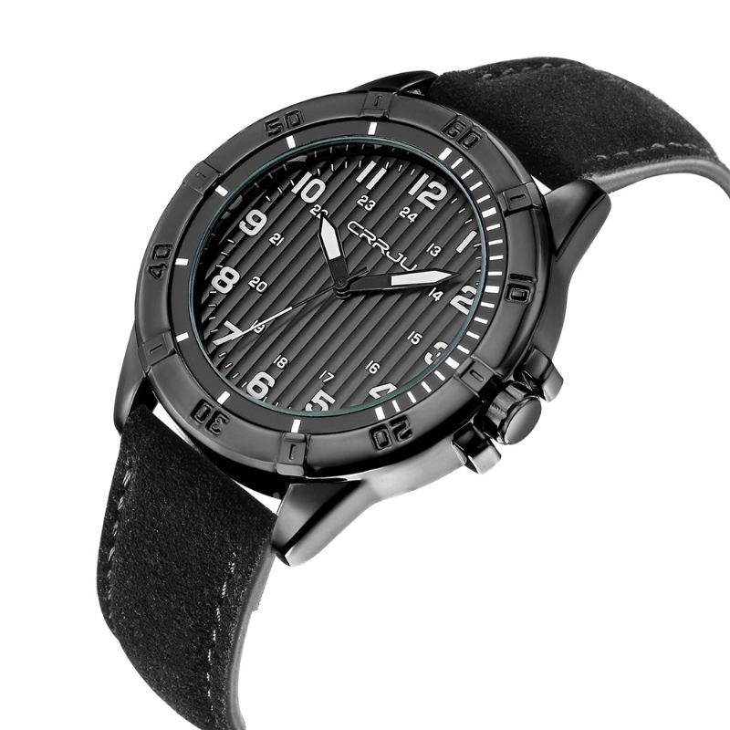 Vattentät Casual Style Herrarmbandsur Äkta Läderarmband Quartz Watch