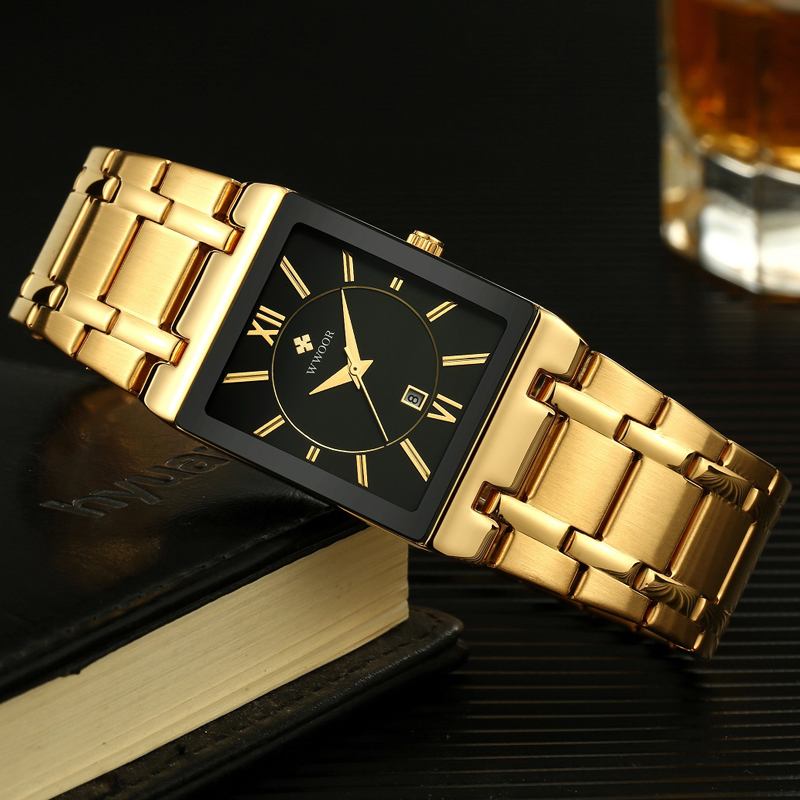 Vattentät Full Steel Business Style Män Watch Date Display Quartz Watch