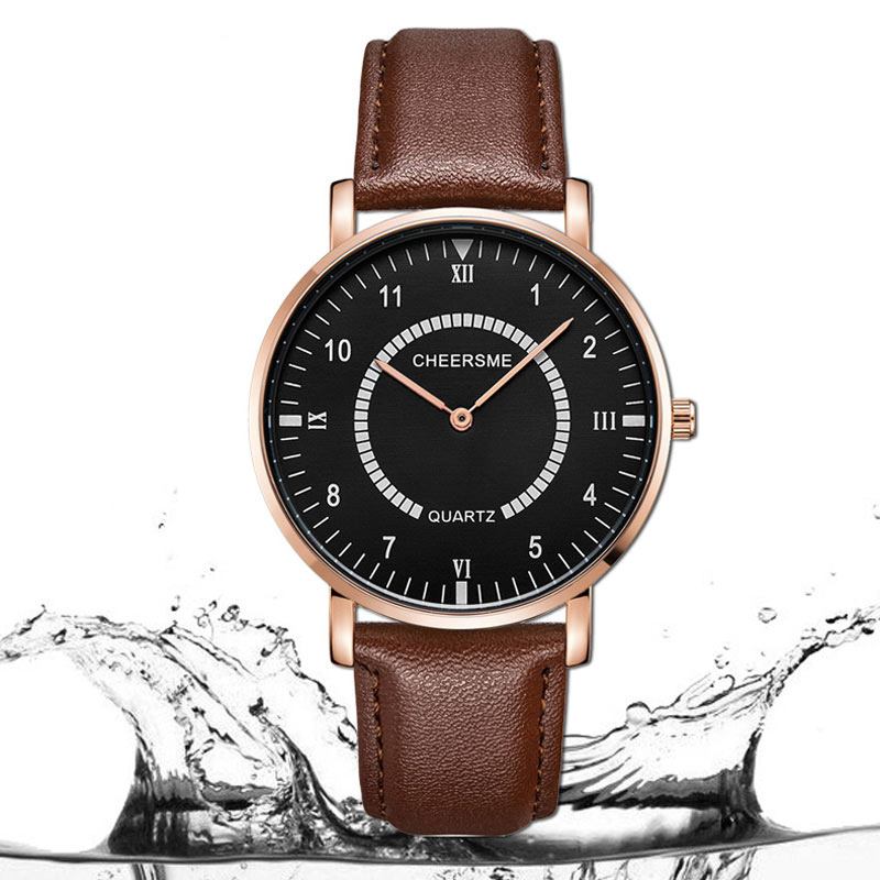Vattentät Män Armbandsur Casual Style Ultra-tunn Design Quartz Klockor