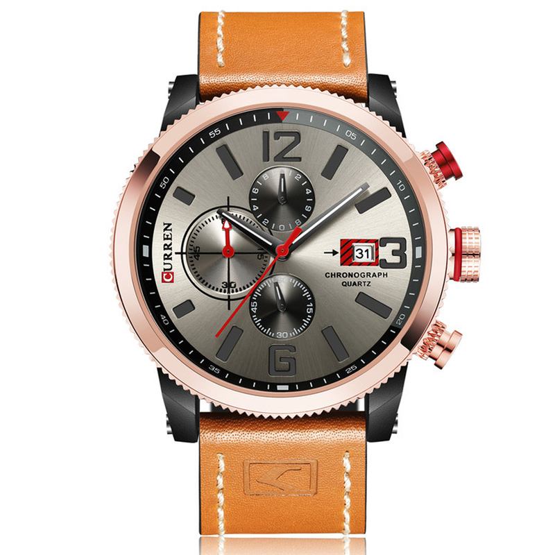 Working Little Dials Chronograph Quartz Watch Vattentät Sport Herrklocka