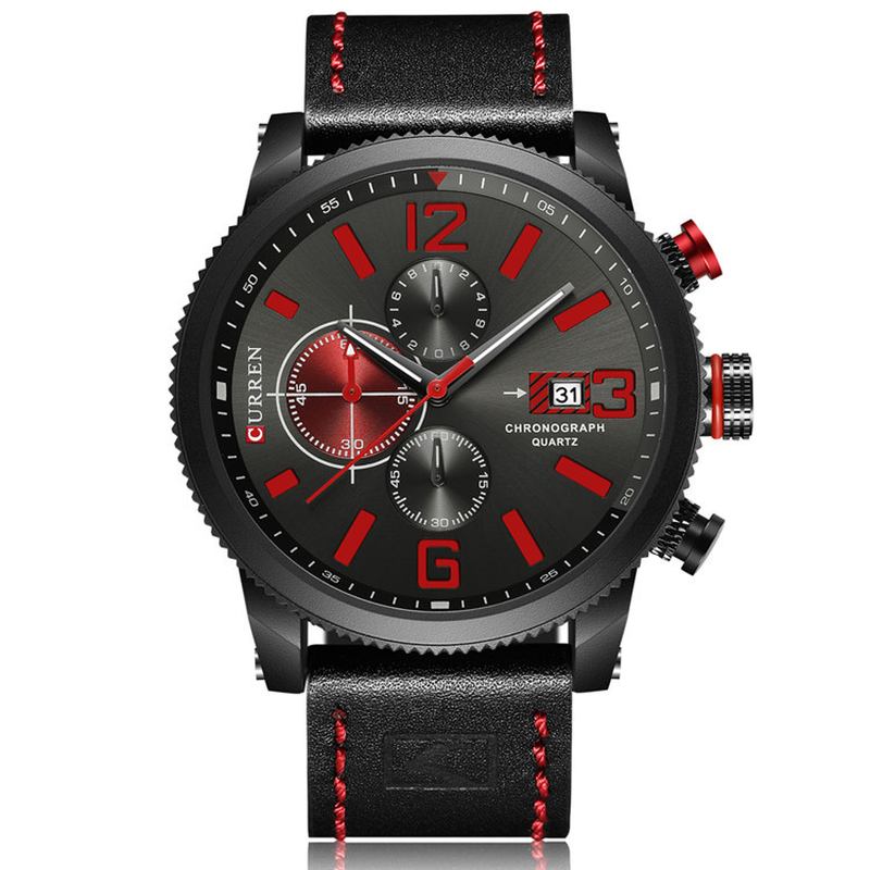 Working Little Dials Chronograph Quartz Watch Vattentät Sport Herrklocka