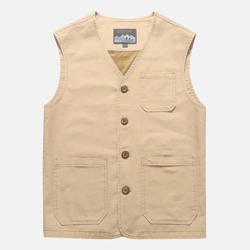 Herr Plus Storlek Outdoor Mesh Andningsbara Fickor Bomullsväst Ärmlös Jacka