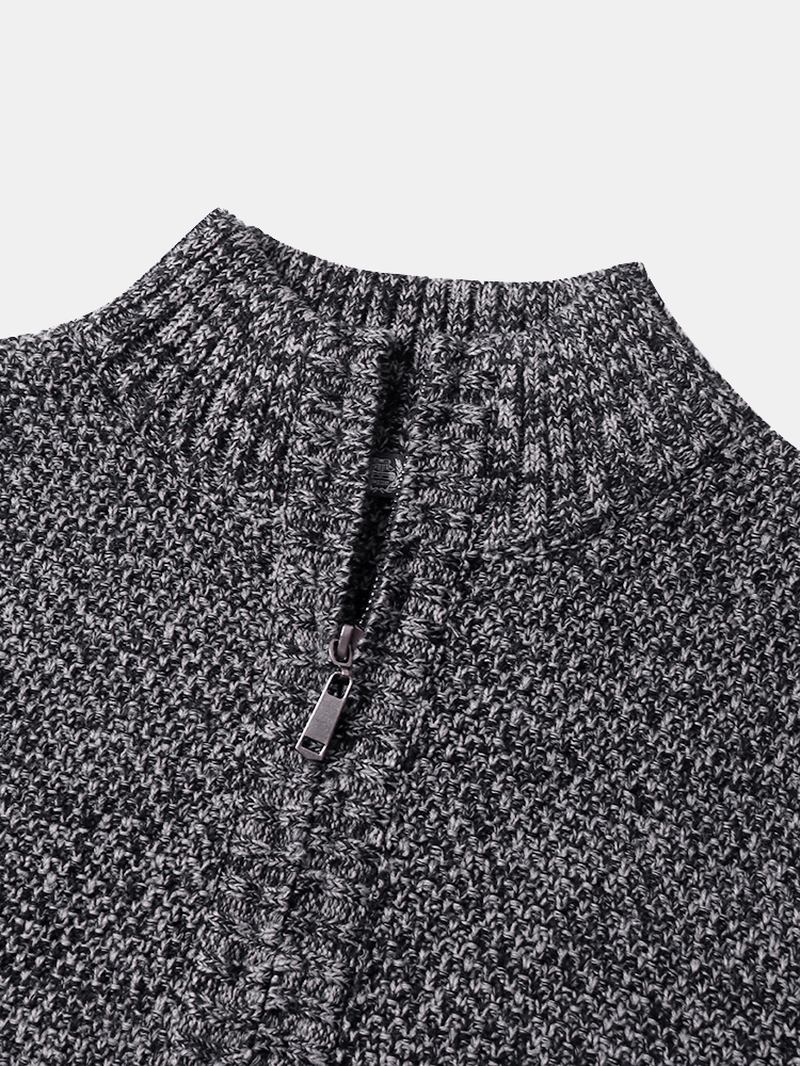 Knit Zip Front Casual Ärmlösa Västar För Män Med Snedficka