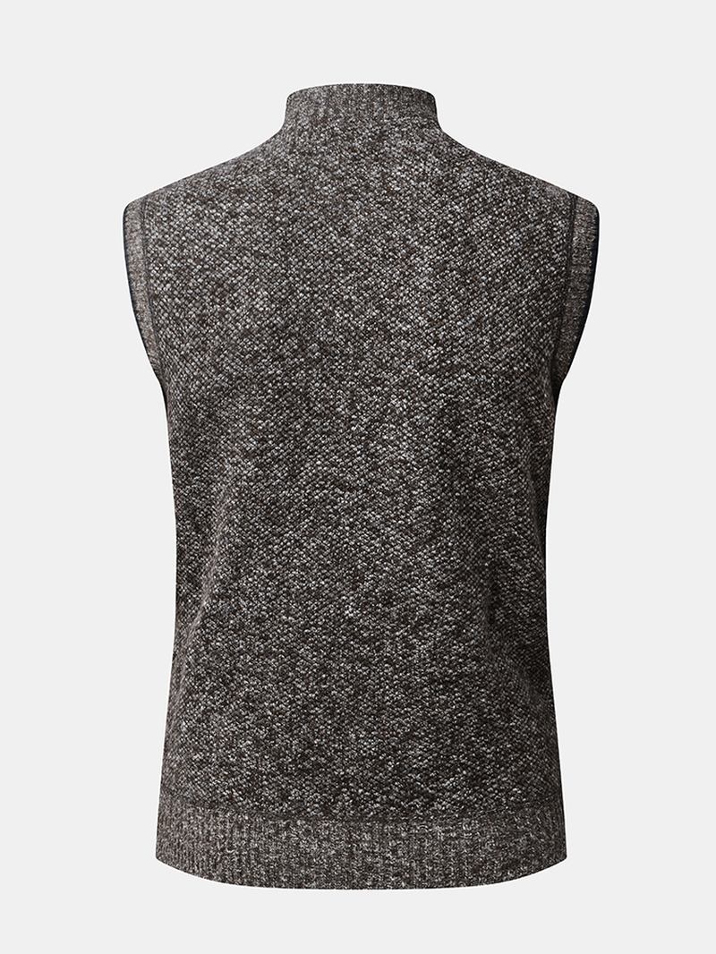 Knitted Zip Up Slant Pocket Casual Ärmlösa Västar För Män