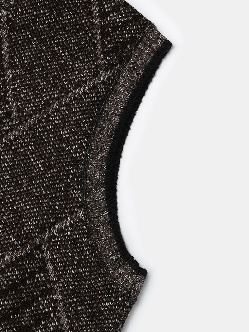 Knitted Zip Up Slant Pocket Casual Ärmlösa Västar För Män