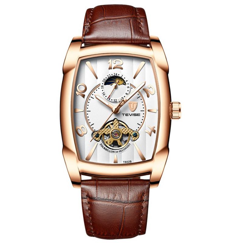 Business Style Herr Armbandsur Moonphase Date Display Automatisk Mekanisk Klocka