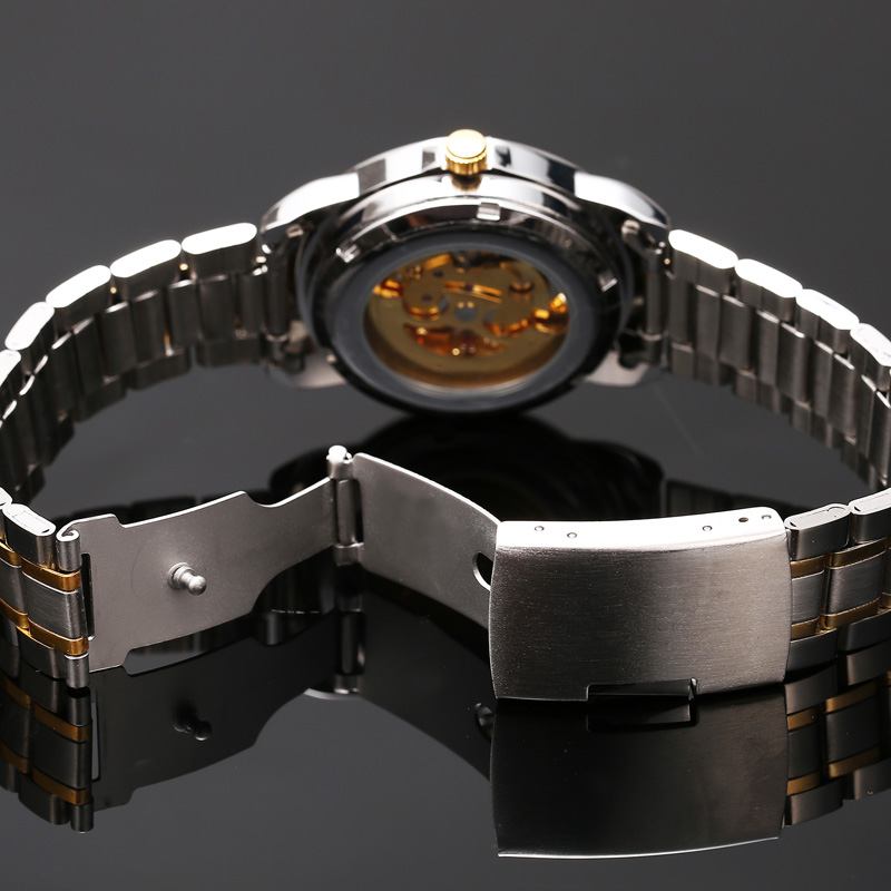 Mode Hollow Dial Luminous Pointer Business Style Herrklocka Automatisk Mekanisk Klocka