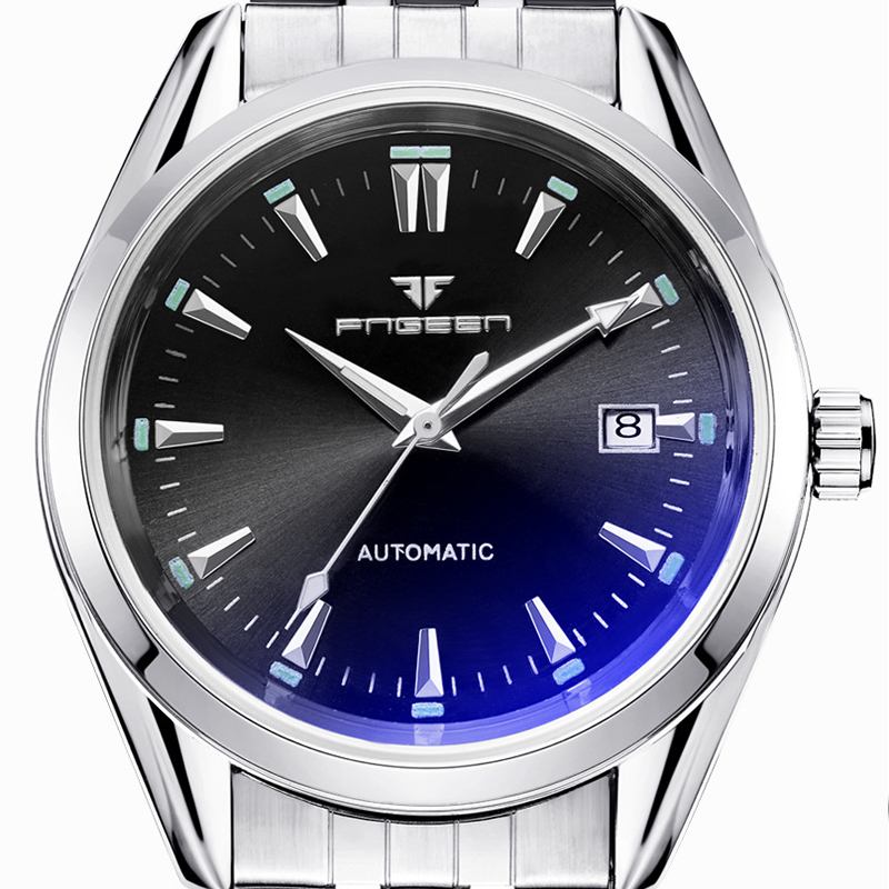 Mode Män Business Style Full Steel Watch Lysande Display Automatisk Mekanisk Klocka