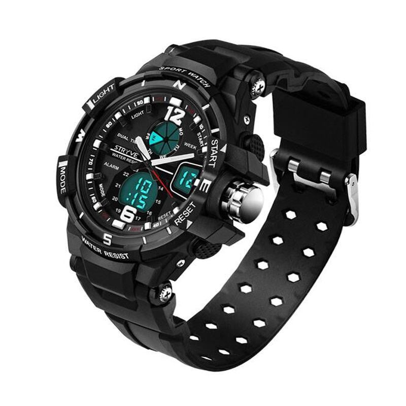 Chronograph Luminous Week Display Vattentät Män Sport Dual Display Digital Watch