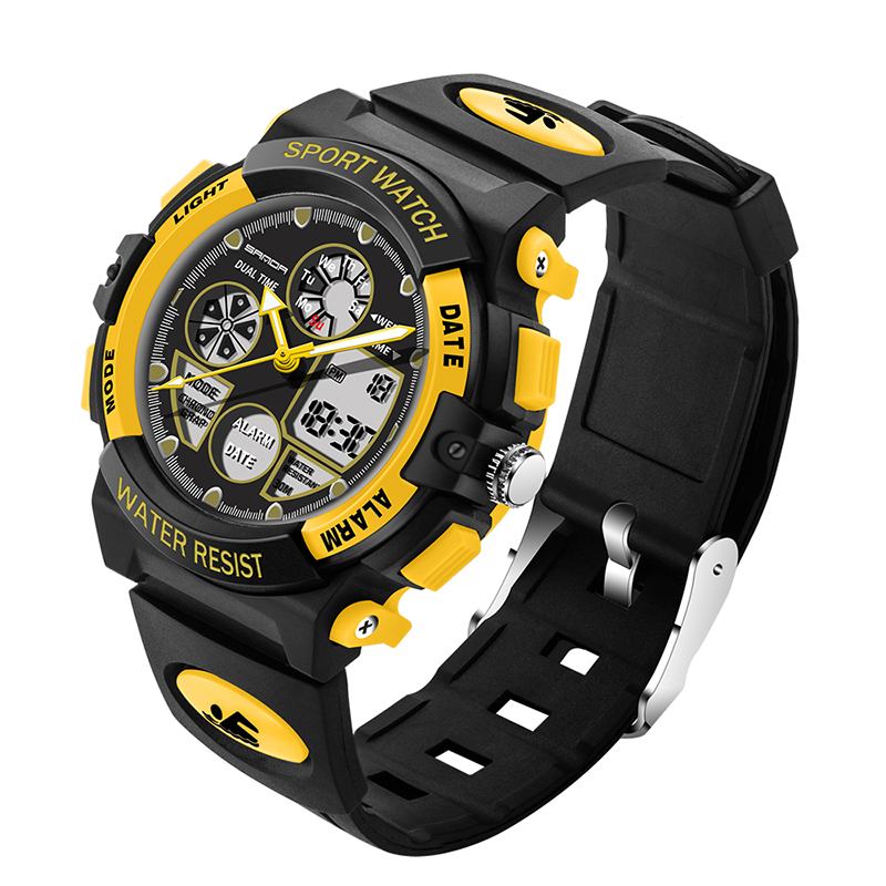 Dual Display Digital Watch Barn Färgglad Alarm Lysande Kalender Stoppur Sport Watch