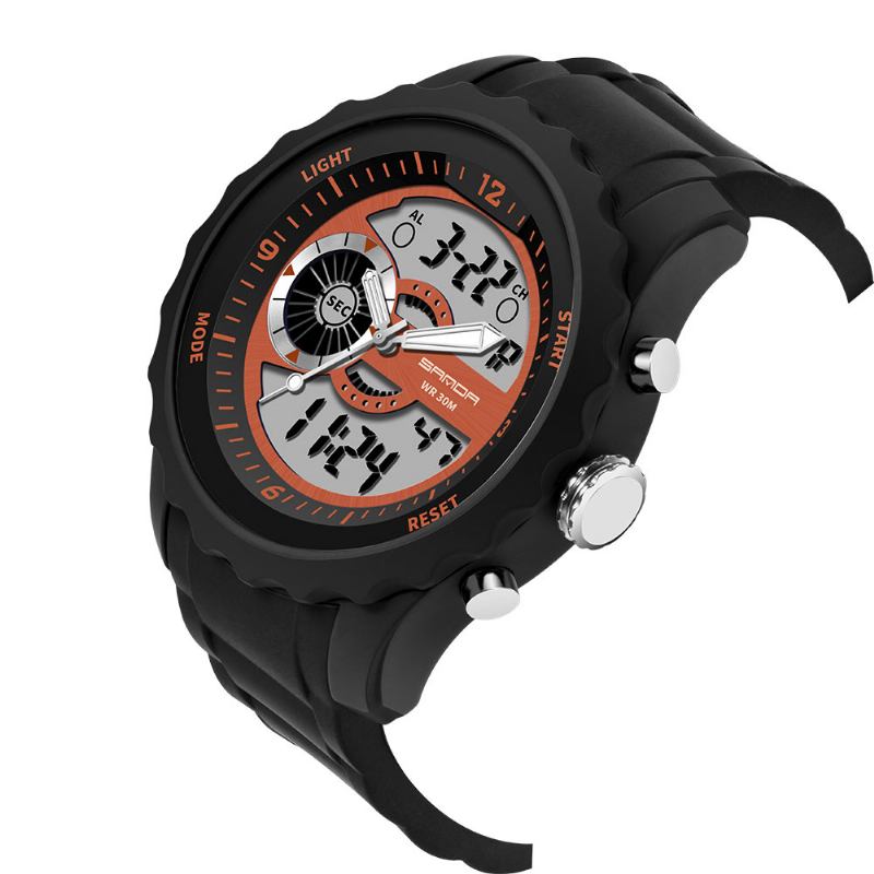 Dubbel Digital Digital Watch Herr Pu Stoppur Lysande Visa Kalender Utomhus Sport Watch