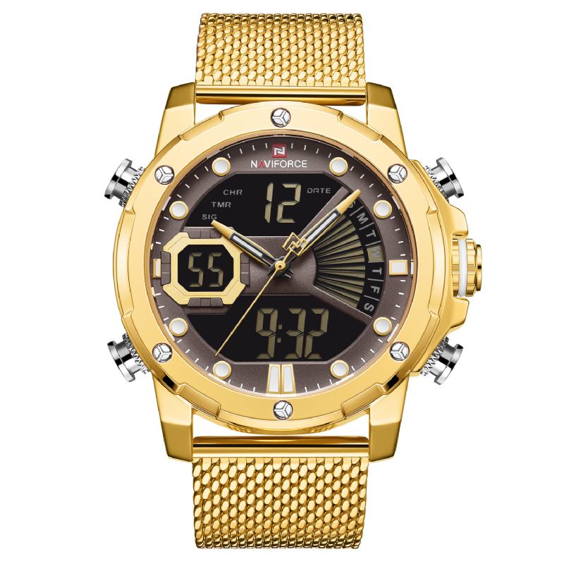 Lysande Hand Full Steel Band Herr Armbandsur Date Display Quartz Watch