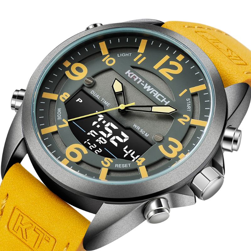 Multifunktion Mode Digital Klocka Lysande Led Display Kronograf Kalender Väckarklocka 5atm Vattentät Utomhus Dual Display Watch