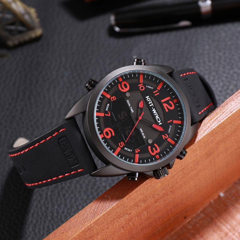 Multifunktion Mode Digital Klocka Lysande Led Display Kronograf Kalender Väckarklocka 5atm Vattentät Utomhus Dual Display Watch