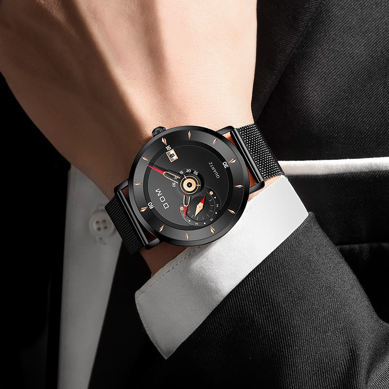 Ultratunn Business Style Herr Armbandsur Full Steel Band Creative Quartz Watch