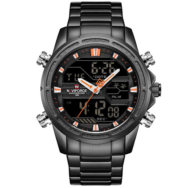 Vattentät Led Dual Digital Watch Armbandsur För Män I Militärstil