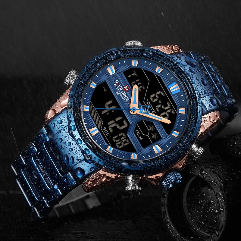 Vattentät Led Dual Digital Watch Armbandsur För Män I Militärstil