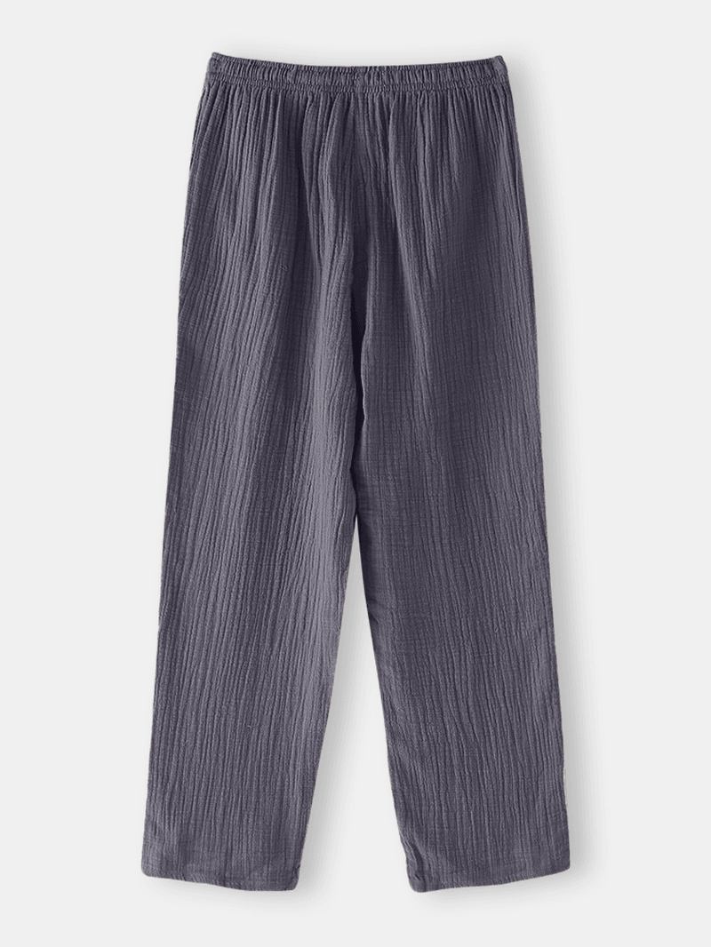 Bomull Herr Enfärgad Pyjamas Med Dragsko Med Ficka