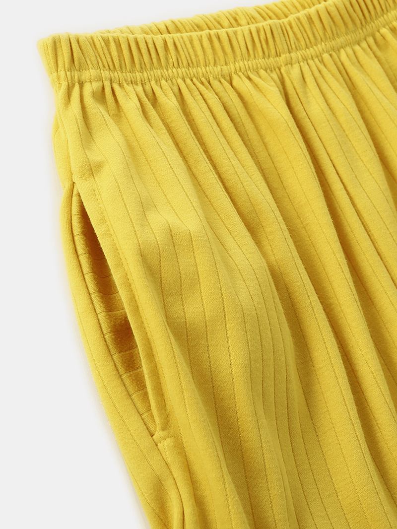 Dam Bomull Ko Mönster Camp Krage Elastisk Midja Ribbbyxor Tvådelad Pyjamas Set