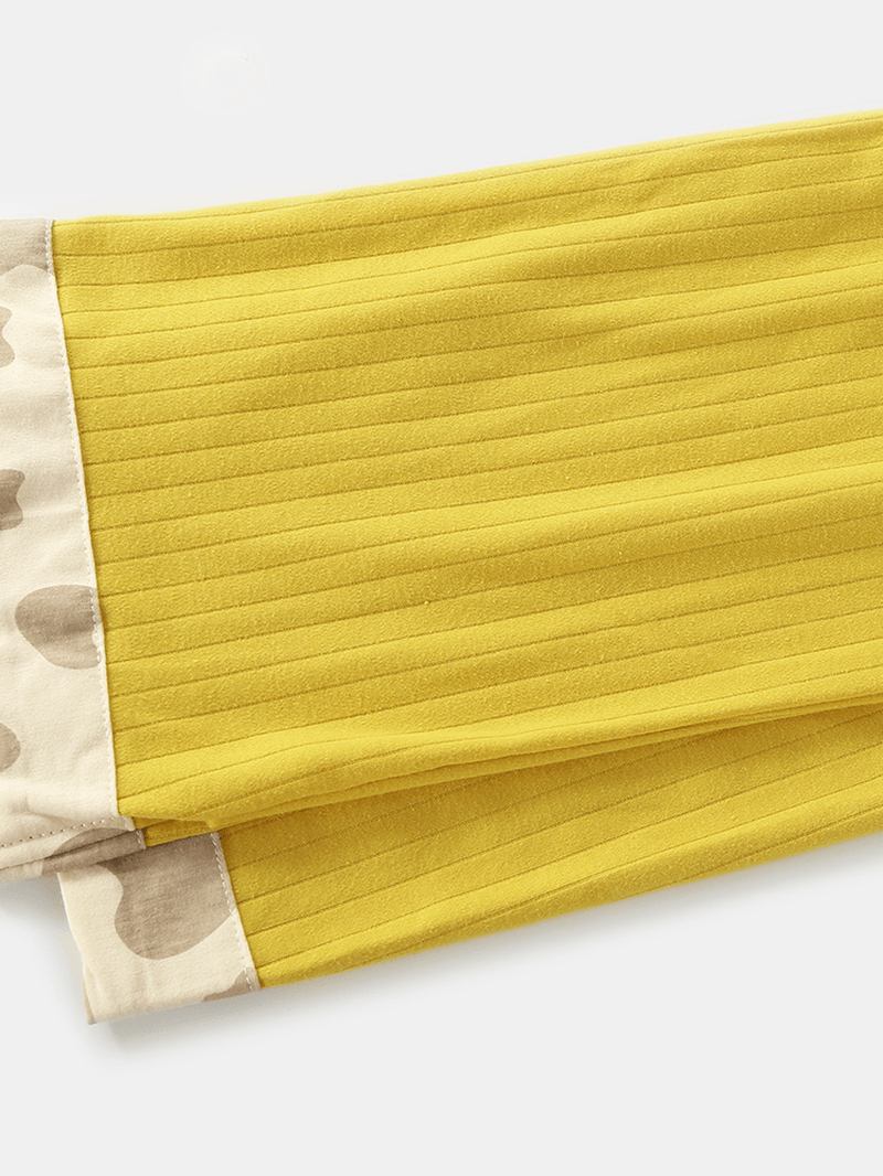Dam Bomull Ko Mönster Camp Krage Elastisk Midja Ribbbyxor Tvådelad Pyjamas Set