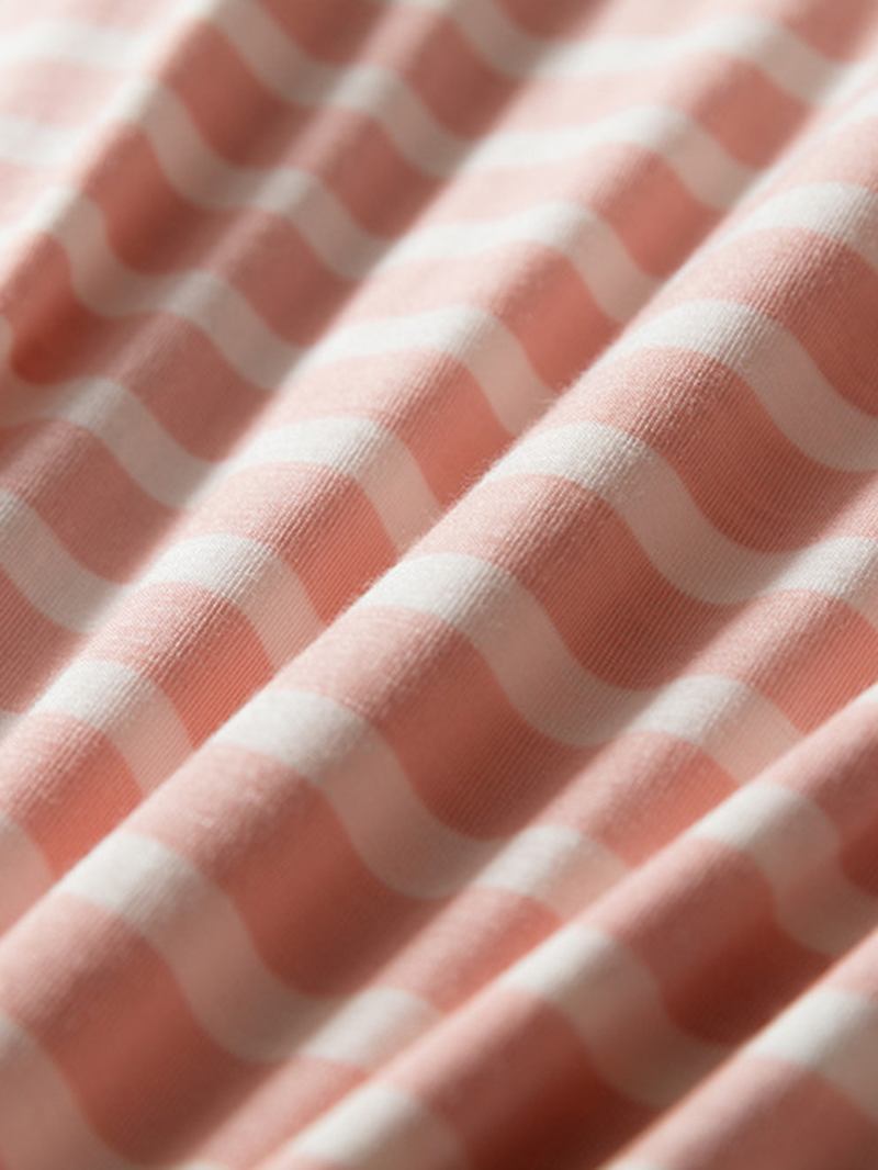 Dam Stripe Bröstkuddar Kortärmad Top Dragsko Lös Byxor Hem Modal Pyjamas Set