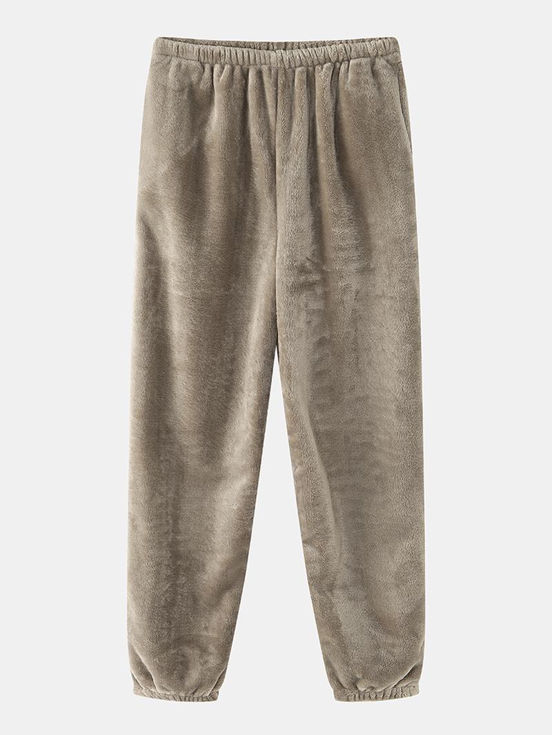 Damer Enfärgade Raglan Ärmar Coral Fleece Pocket Warm Home Pyjamas Set