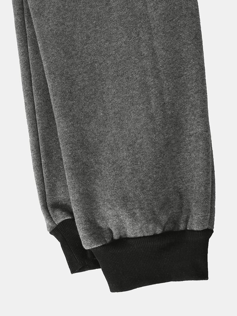 Herr Bomull Solid Hooded Pocket Långärmad Hem Jumpsuit Dragkedja Sleepwear