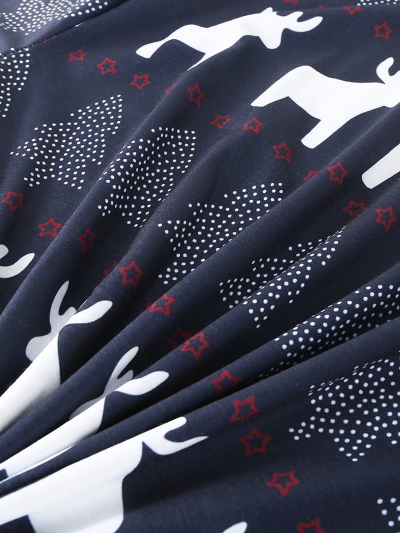 Herr Jul Älg Tryck Rund Hals Joggingbyxor Tvådelade Home Lounge Pyjamas Set