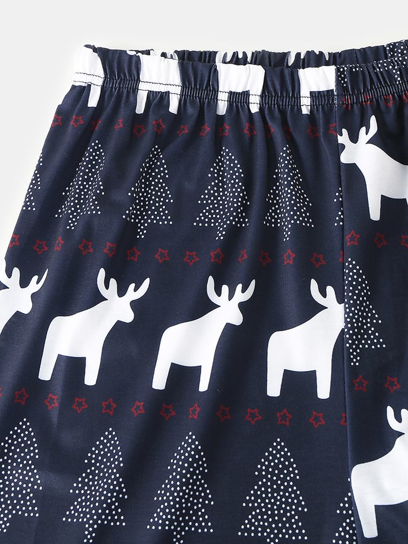 Herr Jul Älg Tryck Rund Hals Joggingbyxor Tvådelade Home Lounge Pyjamas Set