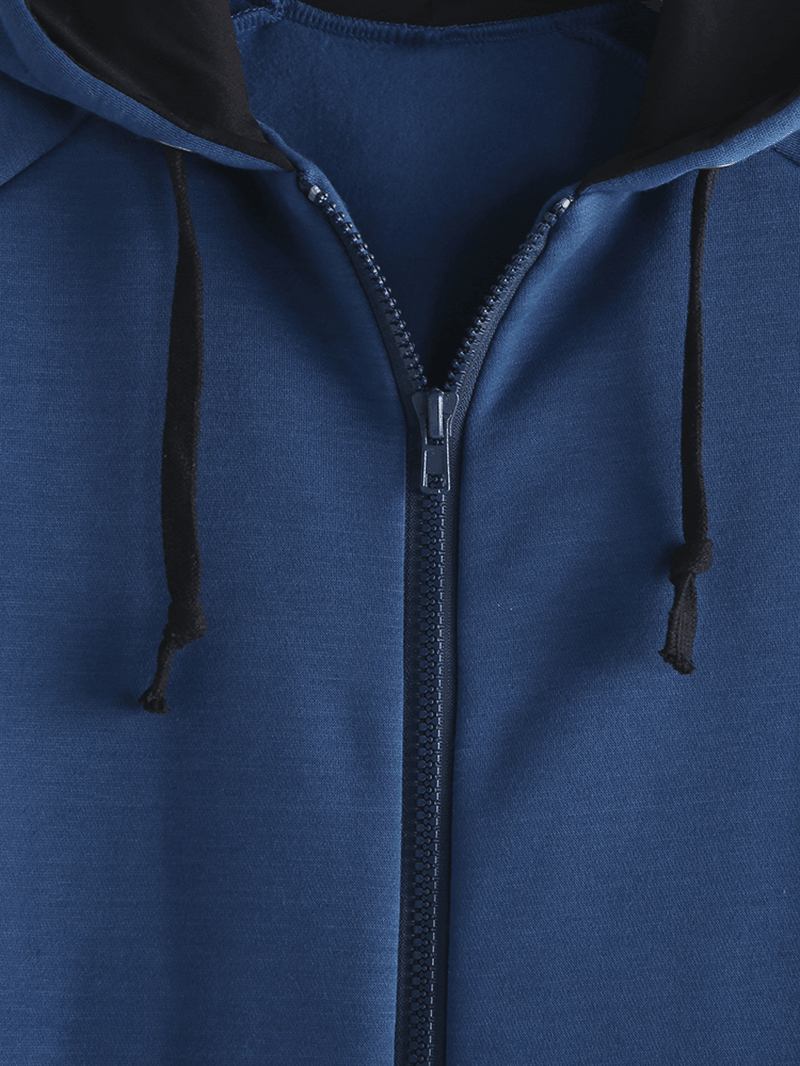 Herr Mulit Pockets Thicken Loungewear Zip Down Jumpsuit Vanlig Hooded Pyjamas