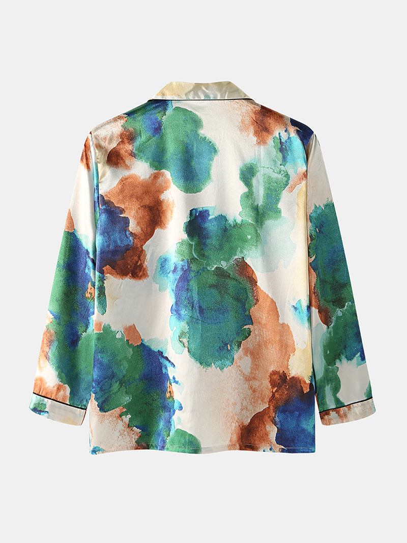 Herr Multi Färg Tie-dye Home Revere Collar Långärmad Pyjamas Set