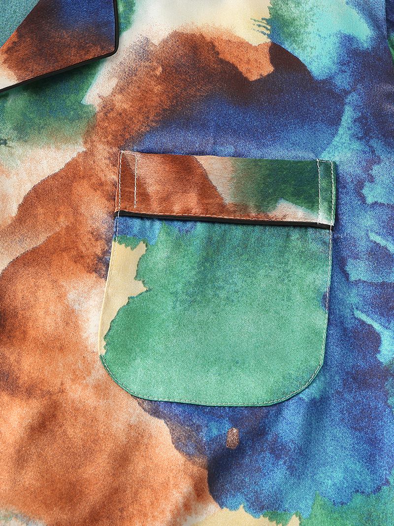 Herr Multi Färg Tie-dye Home Revere Collar Långärmad Pyjamas Set